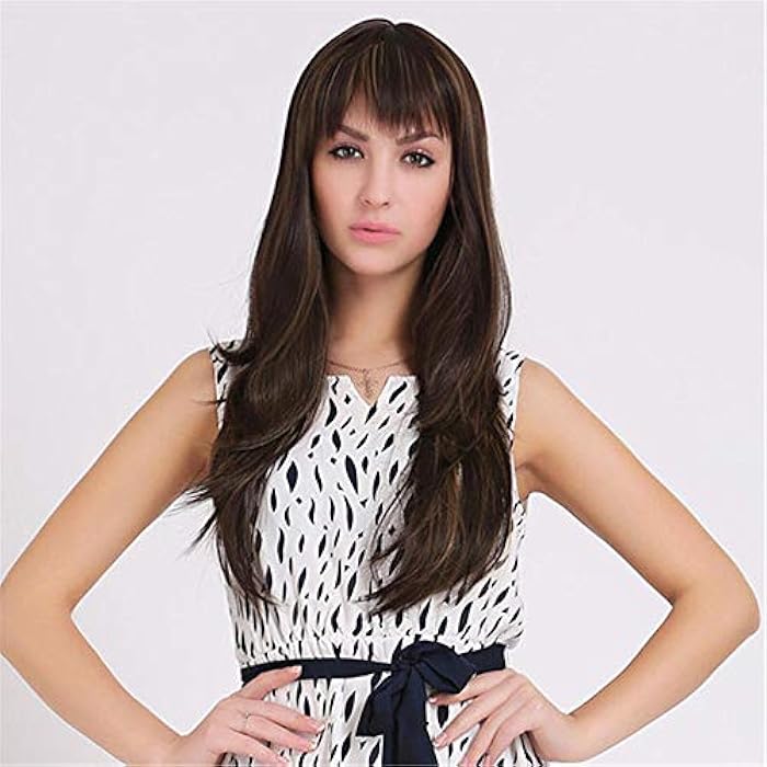 DILLARDS Long Straight Hair Wigs Female High Temperature Fiber Wigs Brown - Image 1